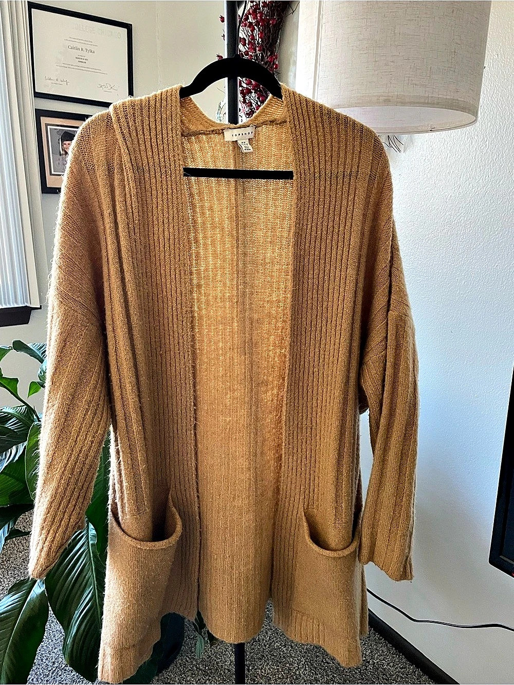 Topshop Women's Pocket Cardigan in Brown